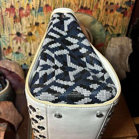 Sam Edelman Satchel Shoulder Crossbody Strap Leather Silver Rivets 10.5”x5.5”x3” - Picture 15 of 16